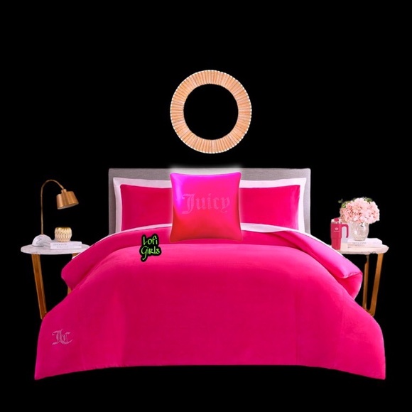 Juicy Couture Gothic Bling Crystal Logo Velour Tracksuit Comforter 4 pc Bed Set - Picture 4 of 7